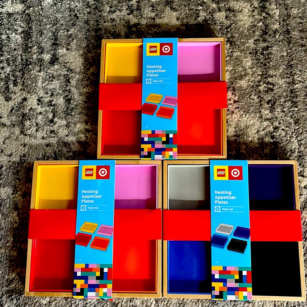 Set of three Lego for Target appetizer trays.